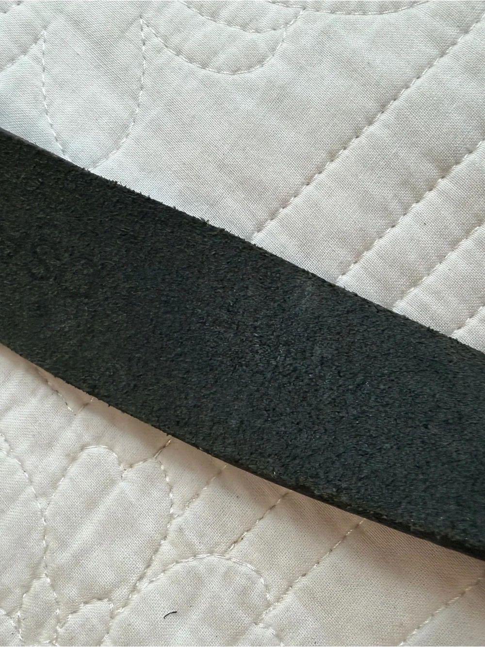 Martin + Osa Leather Suede Black Belt D-Ring Twin 45” Textured Gold Hardware